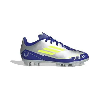 Adidas F50 Club Football Boots Fg/Mg, Unisex-Kinder Sneaker, Silver Met./Solar Yellow/Lucid Blue,