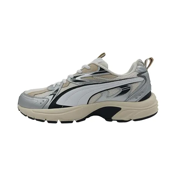 Puma Milenio Tech Unisex-Sneaker, Warmweiß, Weiß/Silber, 10 Uk thumbnail