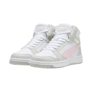 Puma Unisex Youth Puma Rebound V6 Mid Jr Sneakers, Puma White-Frosty Pink-Sedate Gray, 4.5 Uk