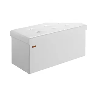 Casaria® Large Faux Leather Foldable Ottoman Chest Bench With Padded Footrest Footstool Lid | 80x40x40cm | 100 Litres | Decorative Shoe Storage Box |