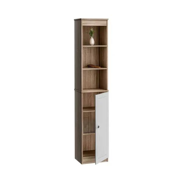 Casaria® Badezimmerhochschrank Braun/Weiß 170x34x26cm thumbnail