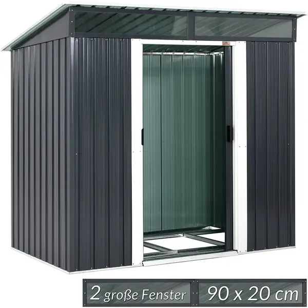Gardebruk® Garden Shed Anthracite Metal 656x410x591 Ft With Pent Roof thumbnail