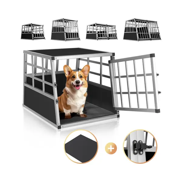 Cadoca® Dog Car Crate M Aluminium 70x54x51cm thumbnail