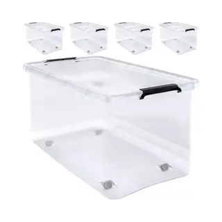 Deuba® 4 Stuk Opbergbox Met Deksel Transparant 60x40x35cm 52L