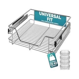 Deuba Casaria® Teleskopschublade Ausziehbare Schublade Küche 30-60cm 20kg Belastbar Verchromt Korbauszug Mit Zubehör Haushalt Küchenschrank
