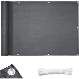 Floordirekt Hdpe Balkonscherm - Privacyscherm - Balkondoek - Zichtdoek - Grijs - 90 X 500 Cm