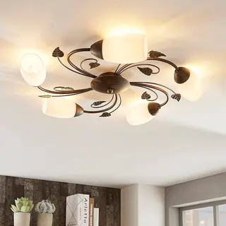 Lindby Deckenleuchten Stefania, Metall, Braun IP20, 5 X 5 W Led