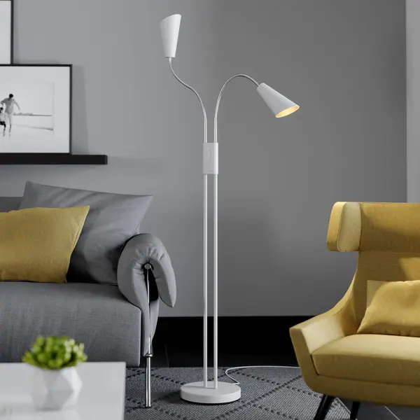 Lucande Vloerlamp Medira, Wit, 2-lamps, Verstelbaar, GU10 thumbnail