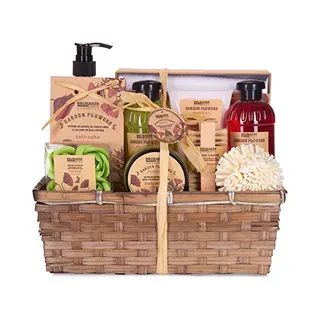Brubaker Cosmetics 'Garden Flowers' 14-Pieces Bath Gift Set In Basket - Poppies Fragrance