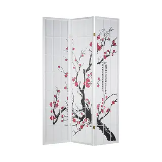Homestyle4u Kamerscherm - 132x175 Cm - Wit - 3-delig - Kersen