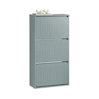 SoBuy 3 Flip-drawers Shoe Rack Shoe Storage Cabinet Cupboard Light Grey W61 X D26 X H120cm FSR165-H-Hg