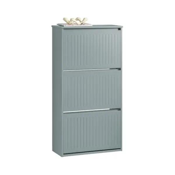 SoBuy 3 Flip-drawers Shoe Rack Shoe Storage Cabinet Cupboard Light Grey W61 X D26 X H120cm FSR165-H-Hg thumbnail