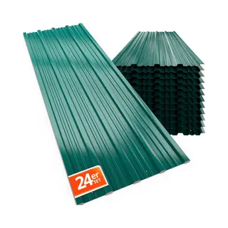 Gardebruk® 24x Trapezblech 129cm X 46cm = 14m² Verzinkt Profilblech Dachblech Wellblech Dachplatten Gerätehaus Carport Grün