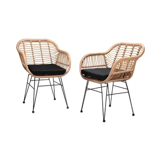 Casaria® Polyrotan Rieten Stoel Bali 2 Stuks Naturel