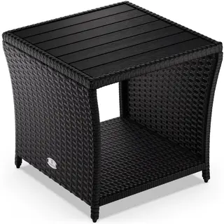 Casaria Beistelltisch (1-St), Polyrattan Wpc Tischplatte 45x45x40cm Wetterfest Outdoor Garten