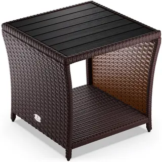 Casaria® Polyrattan Garden Side Table Brown 45x45x40cm