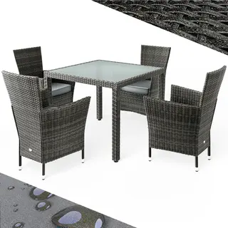 Casaria® Polyrotan Tuinset Bali 5-delig Grijs/Antraciet
