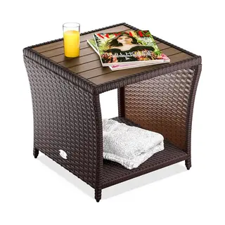 Casaria® Polyrattan Bijzettafel Bruin 45x45x40cm