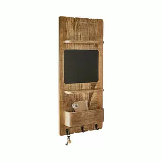 Loberon Wand-Organizer Seraphique, Mit Beschreibbarer Tafel, Mit Sammelfach Und Aufhängehaken, Ordnungshelfer, Organisation, Mangoholz, Eisen,