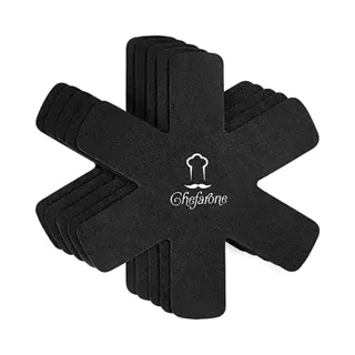 Chefarone Pfannenschoner Filz - 5er Set - 38 Cm - Xl Pfannenschutz - Stapelschutz Für Perfekten Pfannen Schutz (schwarz)