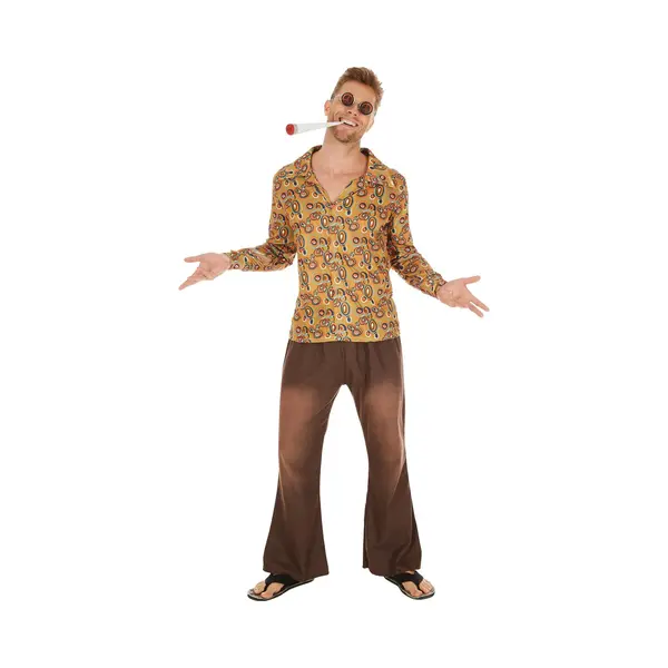 Tectake Men's John Hippie Costume In Brown | Size, Small thumbnail