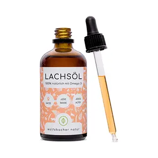 Wolfsbacher Lachsöl Für Katzen Mit Omega 3 & 6 I 100ml Norwegisches, Natürliches Lachs-Öl Aus Atlantik-Meer-Lachs I Hochdosiertes Ergänzungsmittel Für