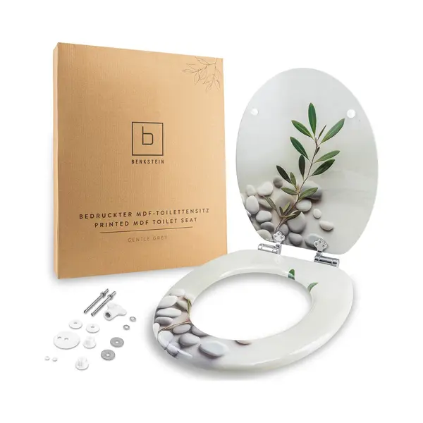 Benkstein Wc-Sitz Premium Wc-Deckel Antibakteriell, Bedruckter Deckel, Duroplast Klodeckel Mit Quick-Release-Funktion Und Absenkautomatik thumbnail