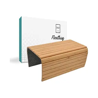 D&D Living Sofatablett - Couch Ablage Flexibel Für Armlehne Aus Natürlichem Holz | Tablett Für Sofa, Bambus Natur (Xl)