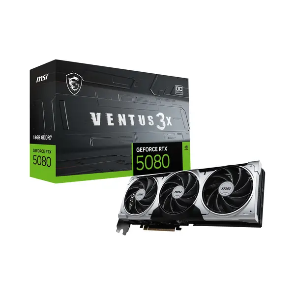 Msi Ventus Geforce Rtx 5080 16G 3X Oc Plus graphics card Nvidia 16 Gb GDDR7 thumbnail