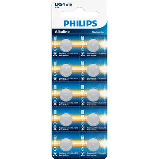 Philips AG10 G10 LR1130 LR54 1.5V Alkaline Knoopcel Batterij - 10 Stuks