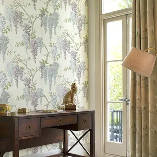 Laura Ashley Vliestapete "Wisteria" Botanisch Glatt Fsc Zertifiziert, Mit Lebhaftem Druck, 10 Meter Länge
