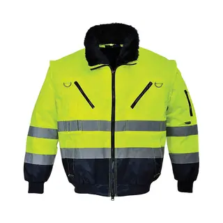 Portwest Hi-Vis Warnschutz 3-in-1 Pilotjacke, Größe, 4XL, Farbe, Gelb/Marine, PJ50YNR4XL