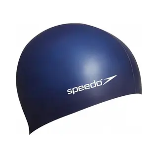 Speedo Plain Flat Silicone Zwemmuts Uniseks Volwassenen, Navy, One Size