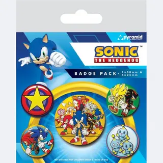Pyramid International Sega - Sonic The Hedgehog - "Speed Team" Set Van 5 Badges