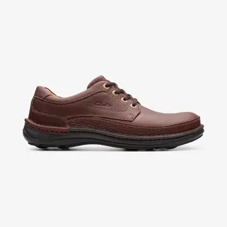 Clarksvoor Mannen. 20339005 Nature Three Bruine Leren Schoenen (41), Leer, Plat, Veters, Casual