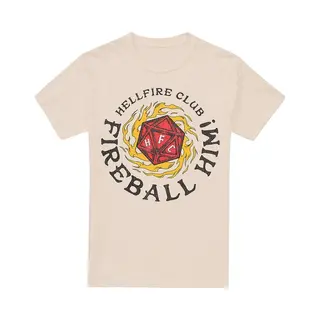 Stranger Things T-shirt - Hellfire Club Fireball Him - S Tot Xxl - Voor Mannen - Crème