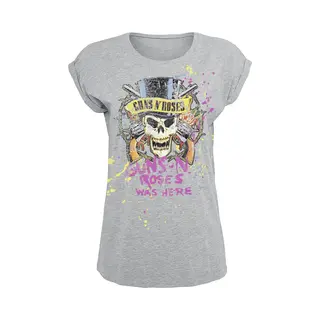 Guns N' Roses Top Hat Splatter Frauen T-Shirt Grau Meliert Band-Merch, Bands