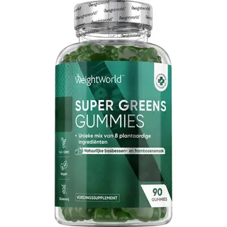 WeightWorld Super Greens Gummibärchen - 90 Vegane Gummibärchen - Mit Vitamin B Komplex & Zink - Natürlicher Heidelbeer- & Himbeergeschmack - Besondere Mischung