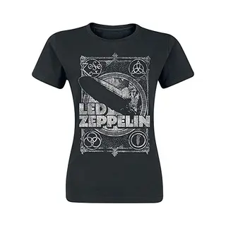 T-Shirt # M Ladies Black # Vintage Print Lz1