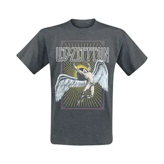 Rock Off Officially Licensed Products Led Zeppelin Icarus T-Shirt In Grey | Size, Large