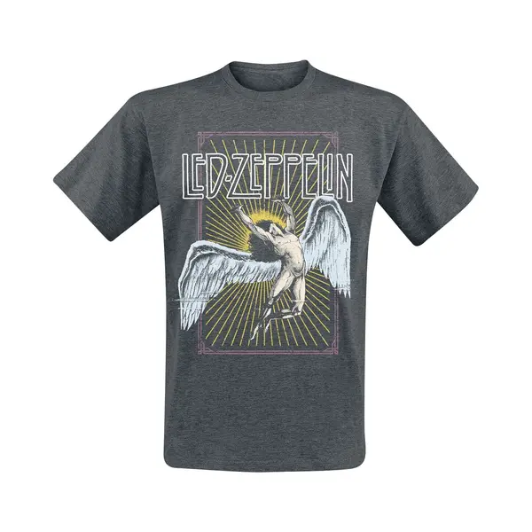 Rock Off Officially Licensed Products Led Zeppelin Icarus T-Shirt In Grey | Size, Large thumbnail