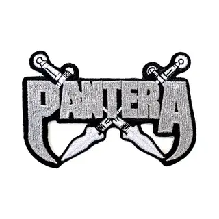 Rock Off officially licensed products Pantera Fang Blades Patch Silber Schwermetall Bestickt Zum Aufbügeln