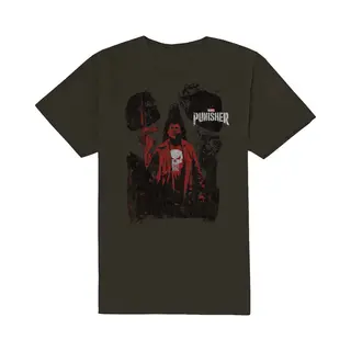 Marvel Punisher Red Outline T Shirt In Grey