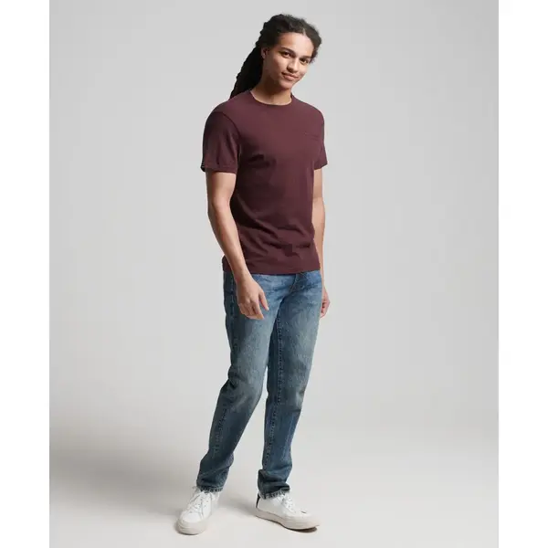 Superdry Herren Essential T-Shirt Aus Bio-Baumwolle Mit Logo Sattes Burgunderrot Gesprenkelt S thumbnail