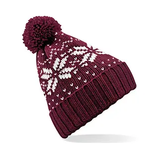 Beechfield B456 Fair Isle Snowstar Beanie Einheitsgröße Magenta/Weiß