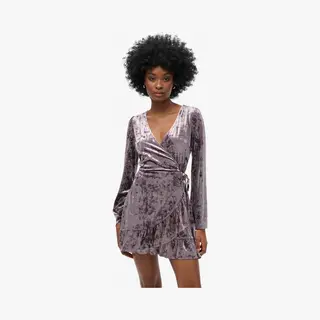 Short Velvet Wrap Dress For Women Superdry