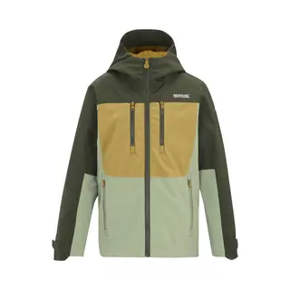 Regatta Highton Panelled Hooded Waterproof Jacket In Khaki | Size, 4-5
