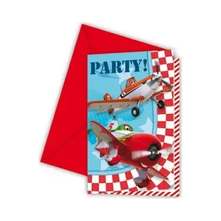 Procos Disney Pixar Planes 12 Piece Invitations Set For Kids Birthday Party Including 6 Envelopes