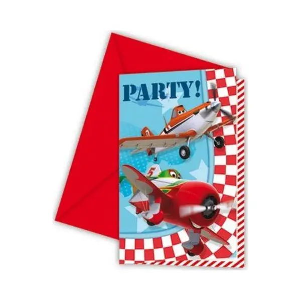 Procos Disney Pixar Planes 12 Piece Invitations Set For Kids Birthday Party Including 6 Envelopes thumbnail