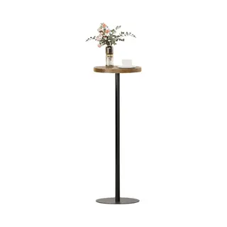 Acaza Bijzettafel – Tafeltje – Vintage Bruin & Zwart - 25 X 70 Cm (Ø X H) – Stabiel Metaal – Salontafel – Bed Tafel - Industrieel Design -